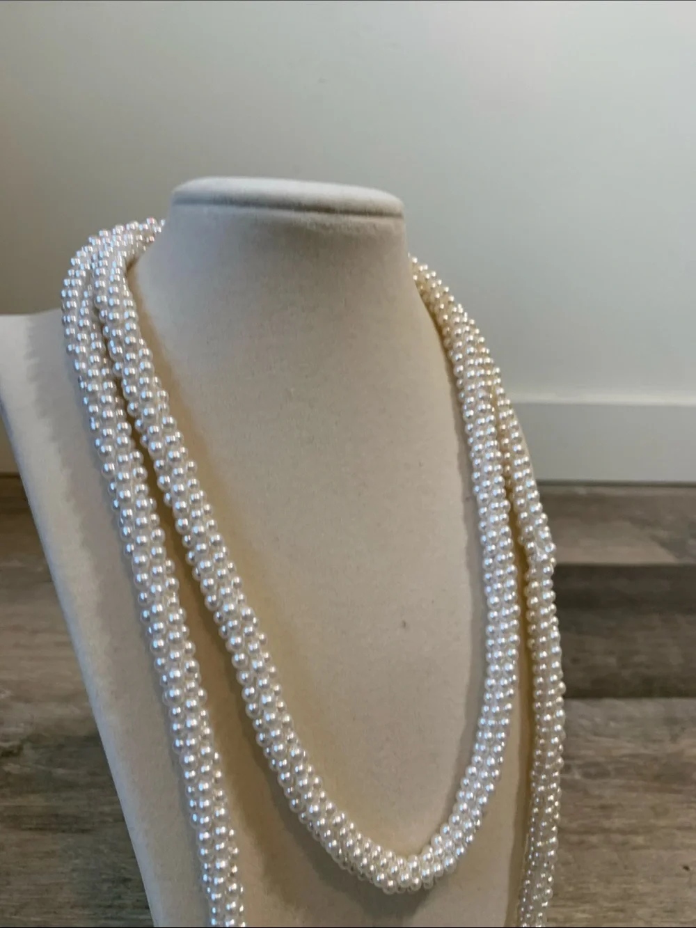 Classic White Faux Pearl Long Necklace - Elegant Layered Women’s Jewelry - Picture 2 of 3
